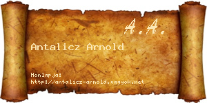 Antalicz Arnold névjegykártya